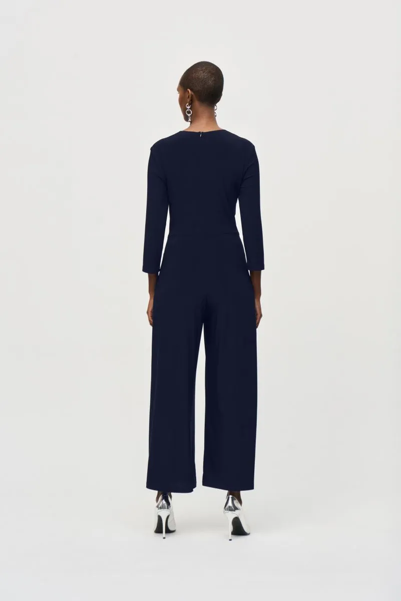 Joseph Ribkoff Wrap Front 3/4 Sleeve Wide-Leg Jumpsuit 243079