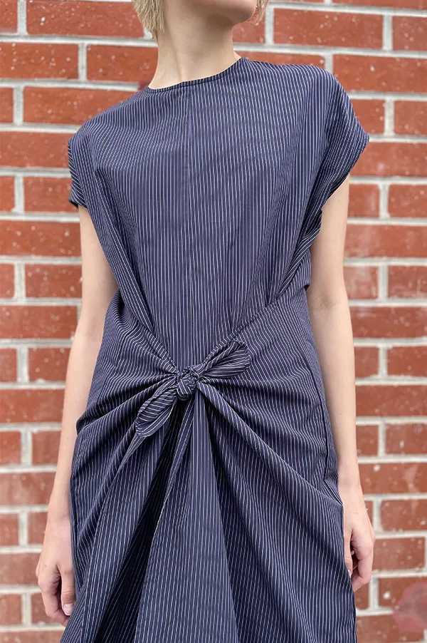 Knotted Stripe Jumpsuit in Navy