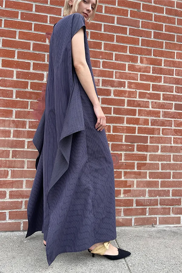 Knotted Stripe Jumpsuit in Navy