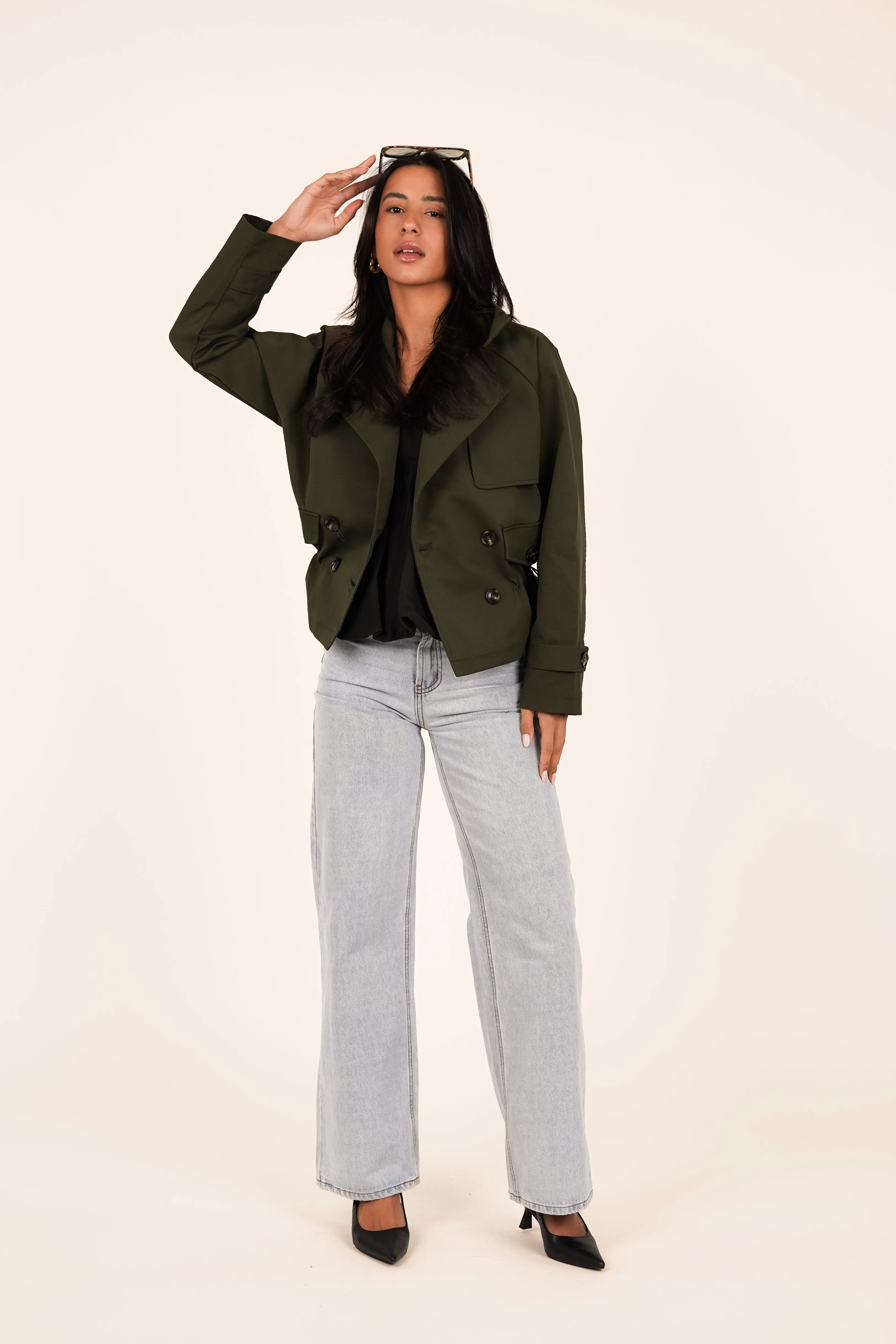 Korte trenchcoat groen - Sare