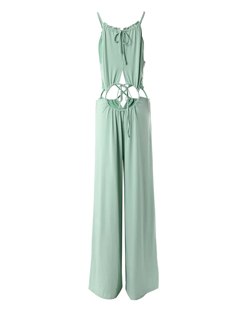 Lace up Cutout Wide Leg Jumpsuit