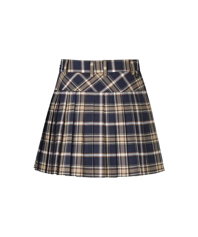 LENUCU Signature Tartan Check Skirt - Navy