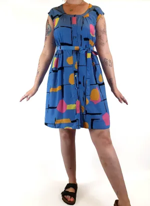 Leonard St blue print sleeveless dress size M