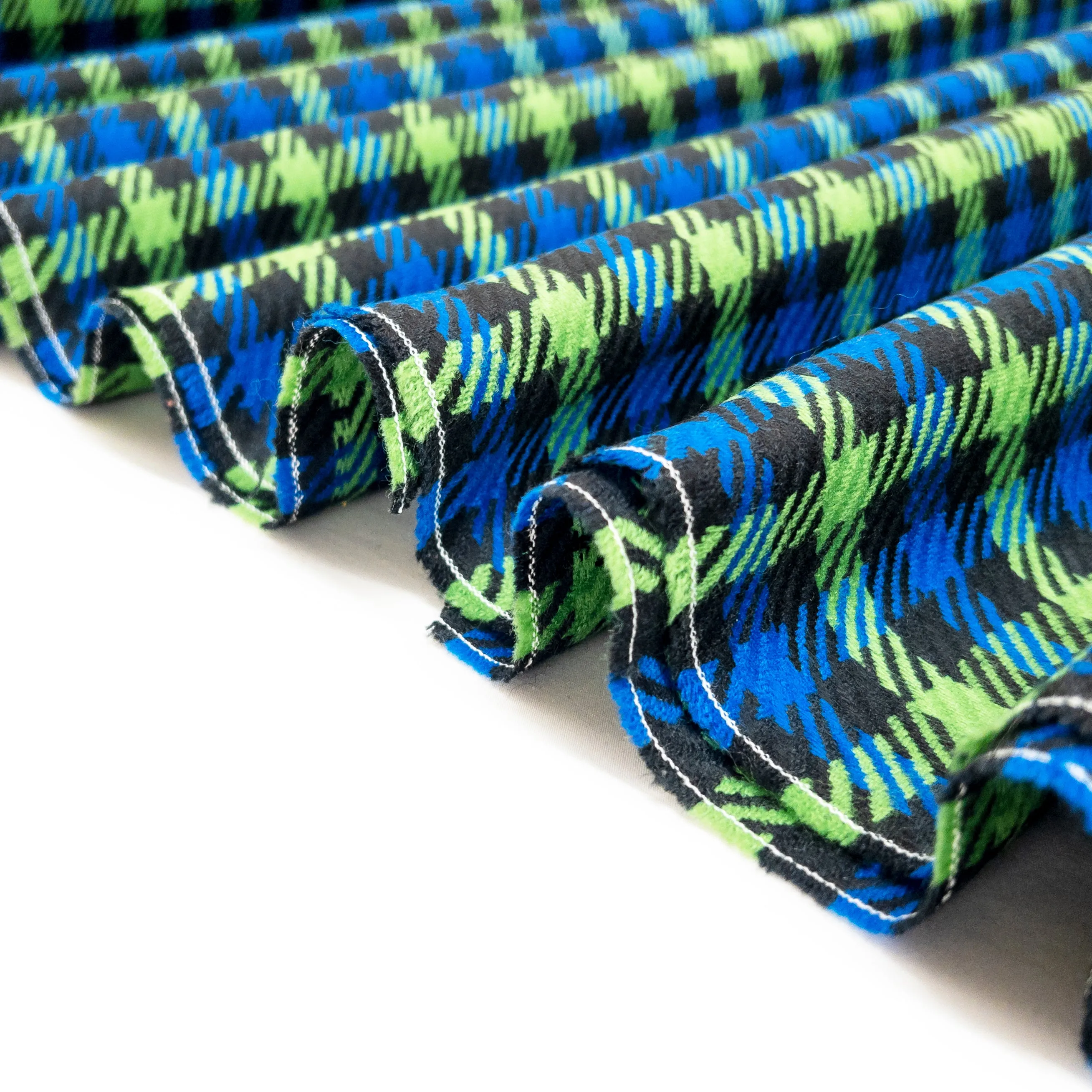 Lime and Cobalt Plaid Tweed - Deadstock
