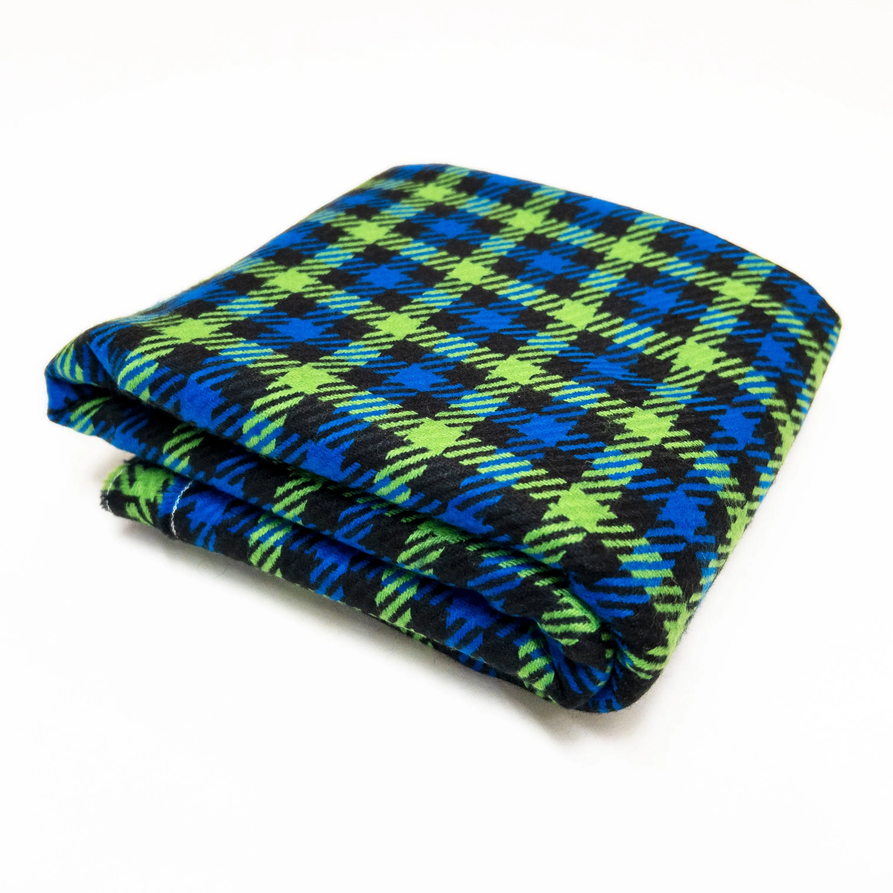 Lime and Cobalt Plaid Tweed - Deadstock