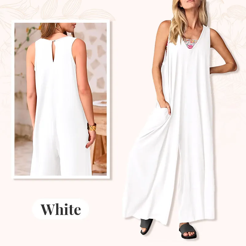 Liora™ | Sleeveless V-Neck Wide-Leg Jumpsuit