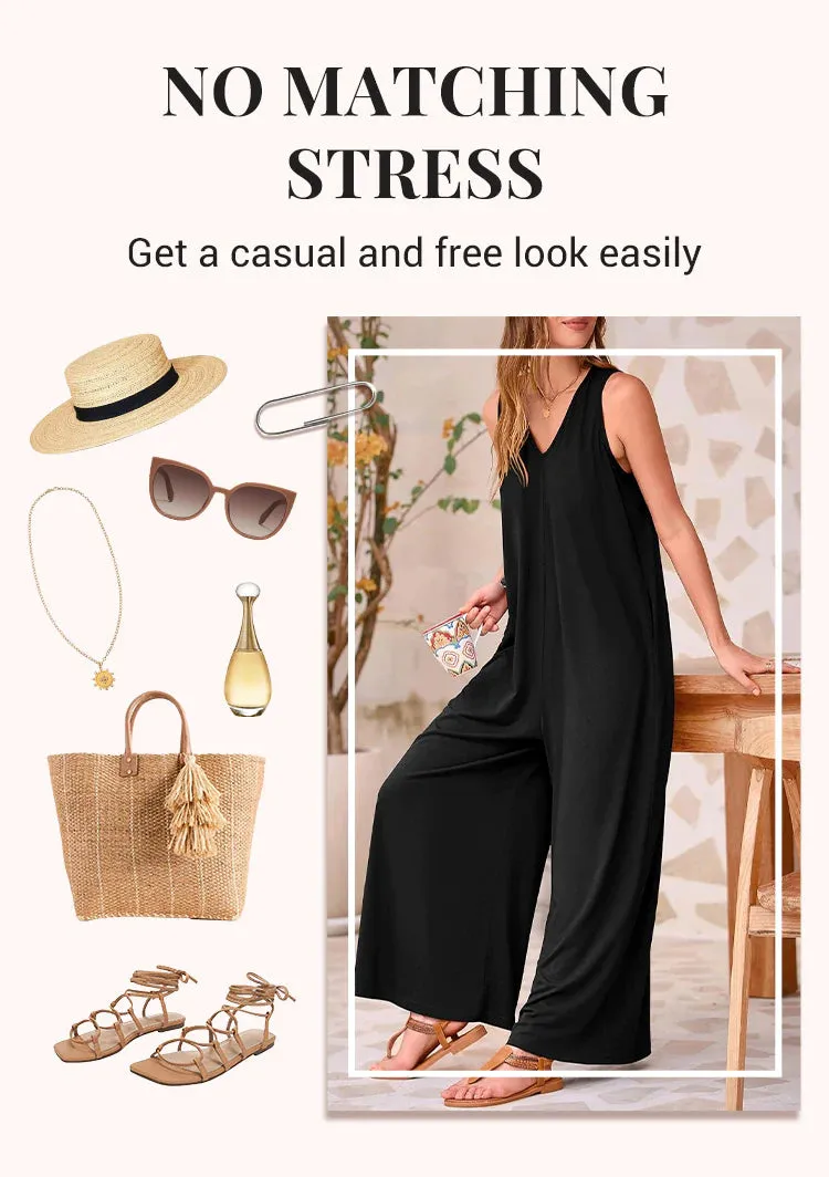 Liora™ | Sleeveless V-Neck Wide-Leg Jumpsuit