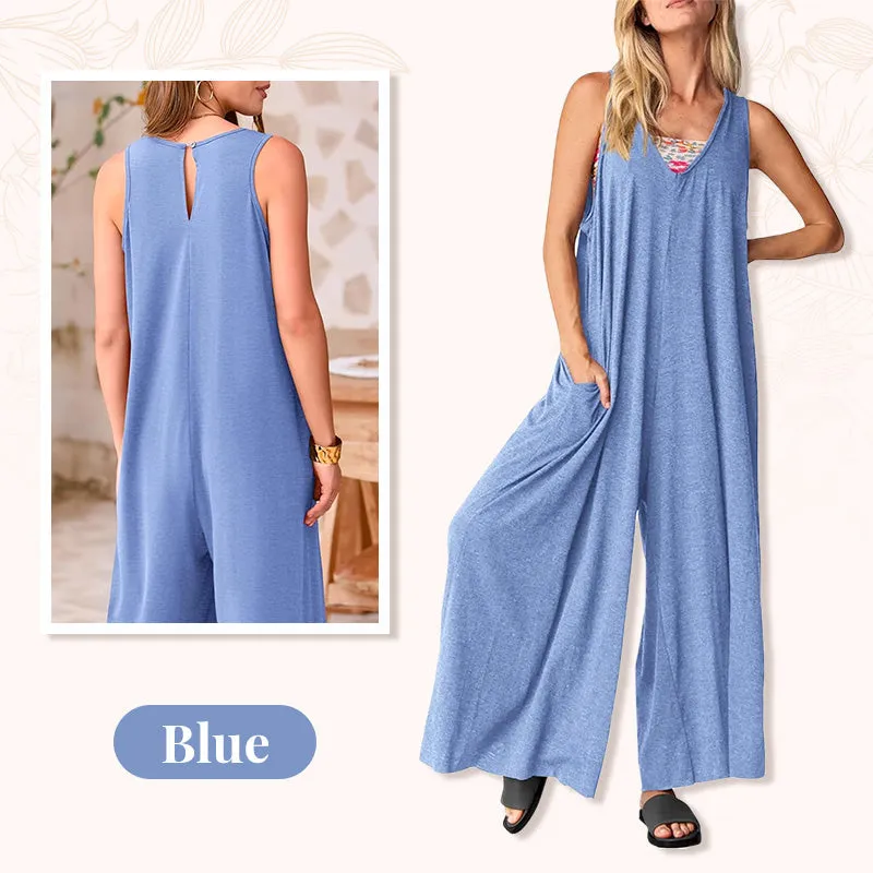 Liora™ | Sleeveless V-Neck Wide-Leg Jumpsuit