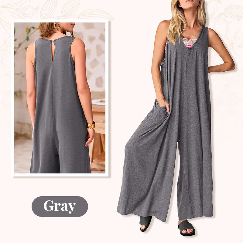 Liora™ | Sleeveless V-Neck Wide-Leg Jumpsuit