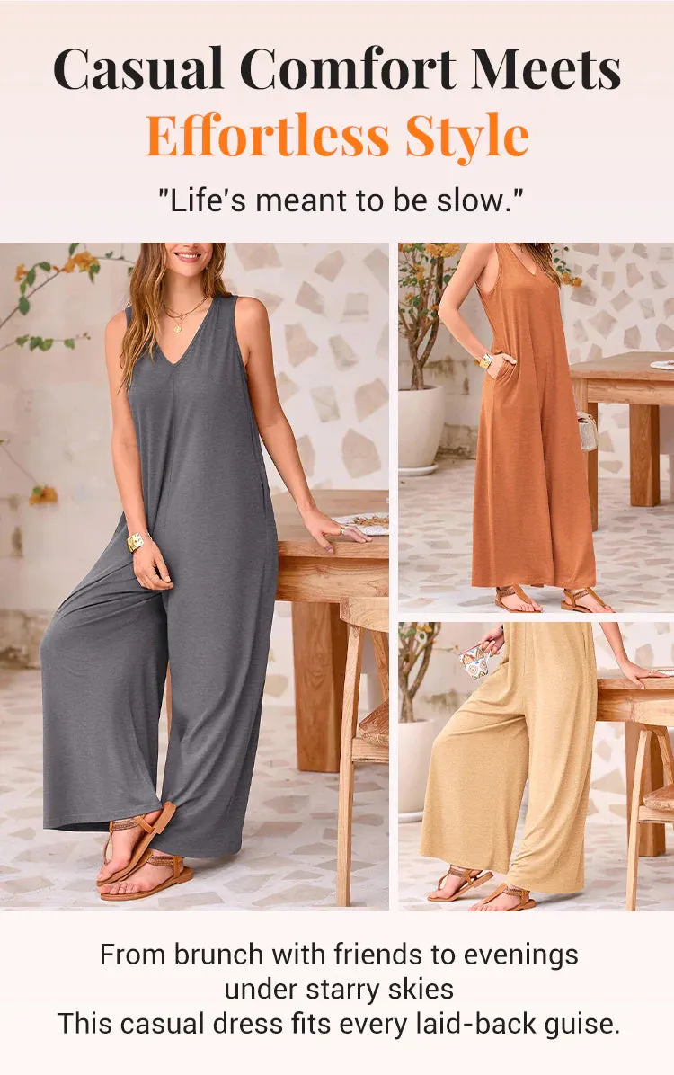 Liora™ | Sleeveless V-Neck Wide-Leg Jumpsuit