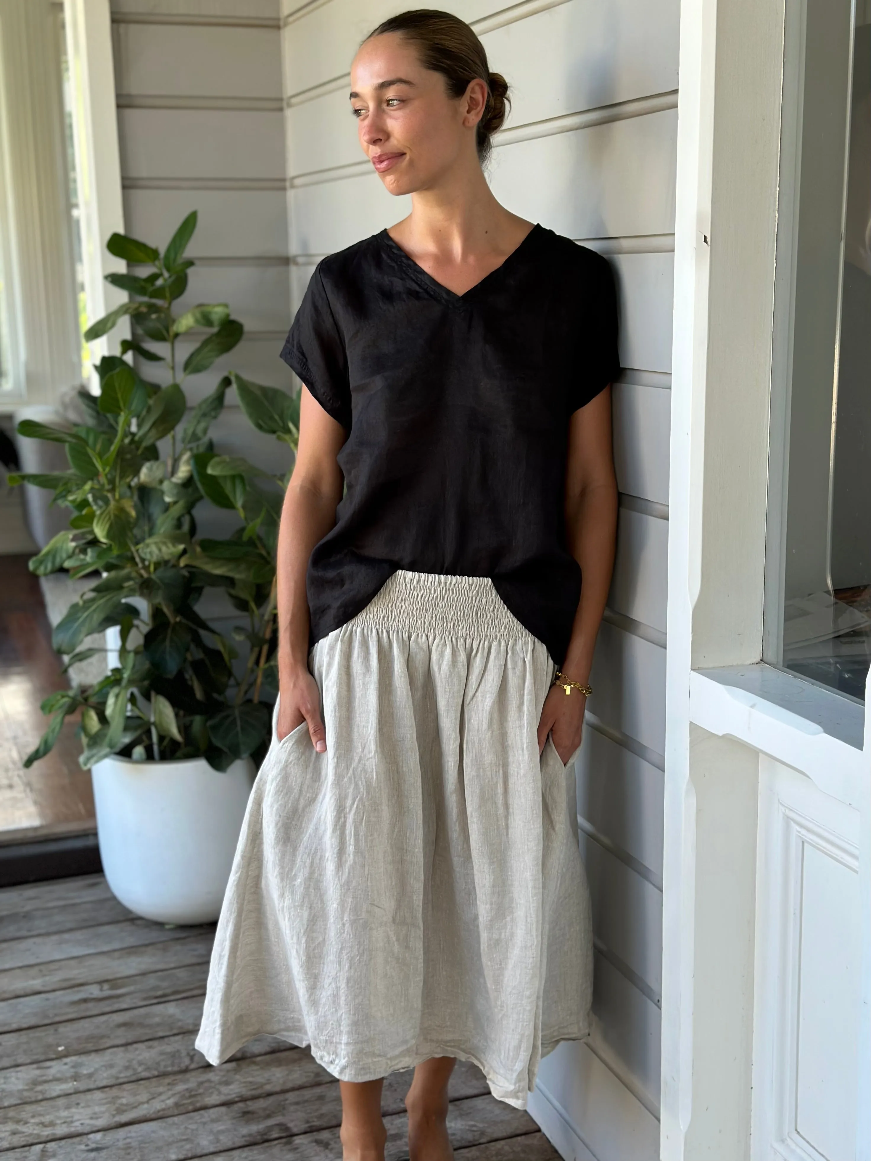 lola skirt - natural linen