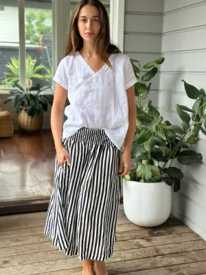 lola skirt-small black stripe linen