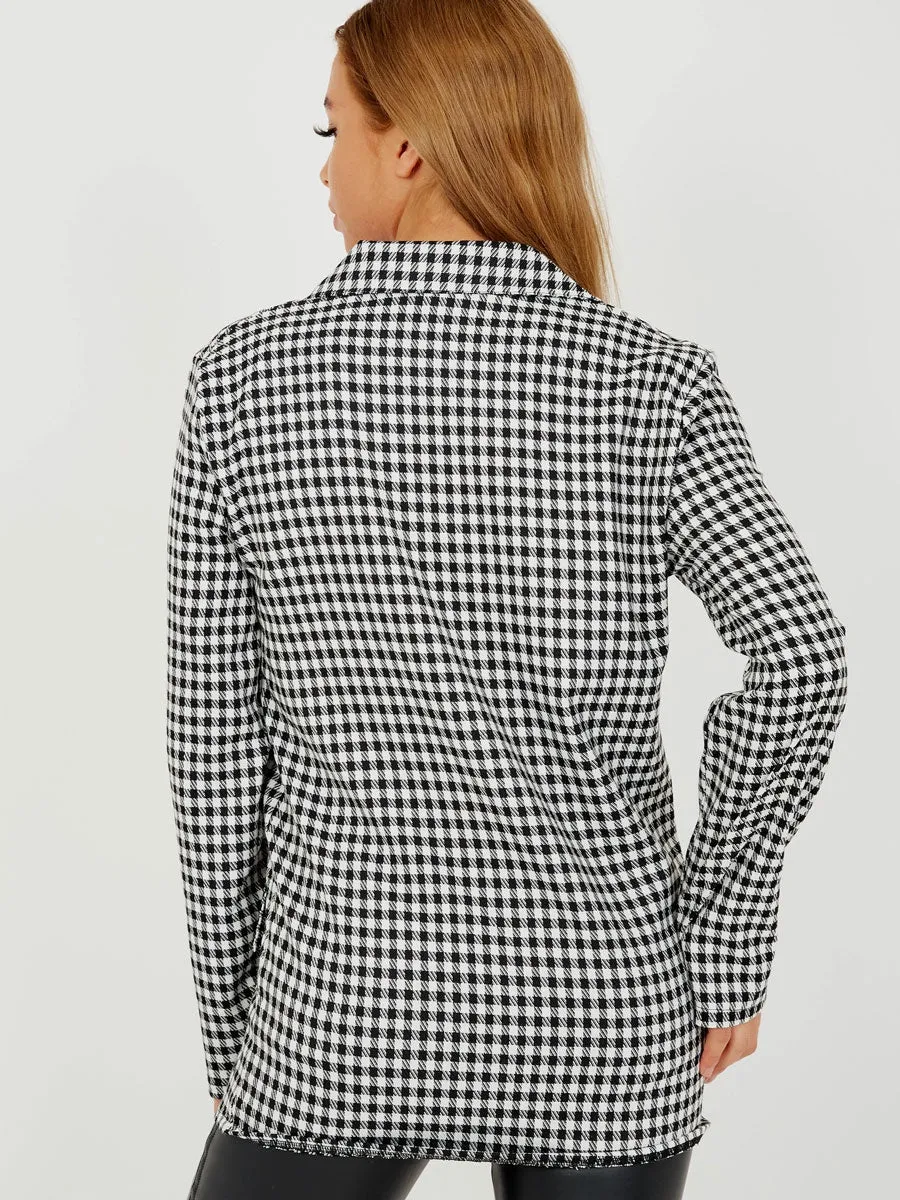 Longline Checked Blazer
