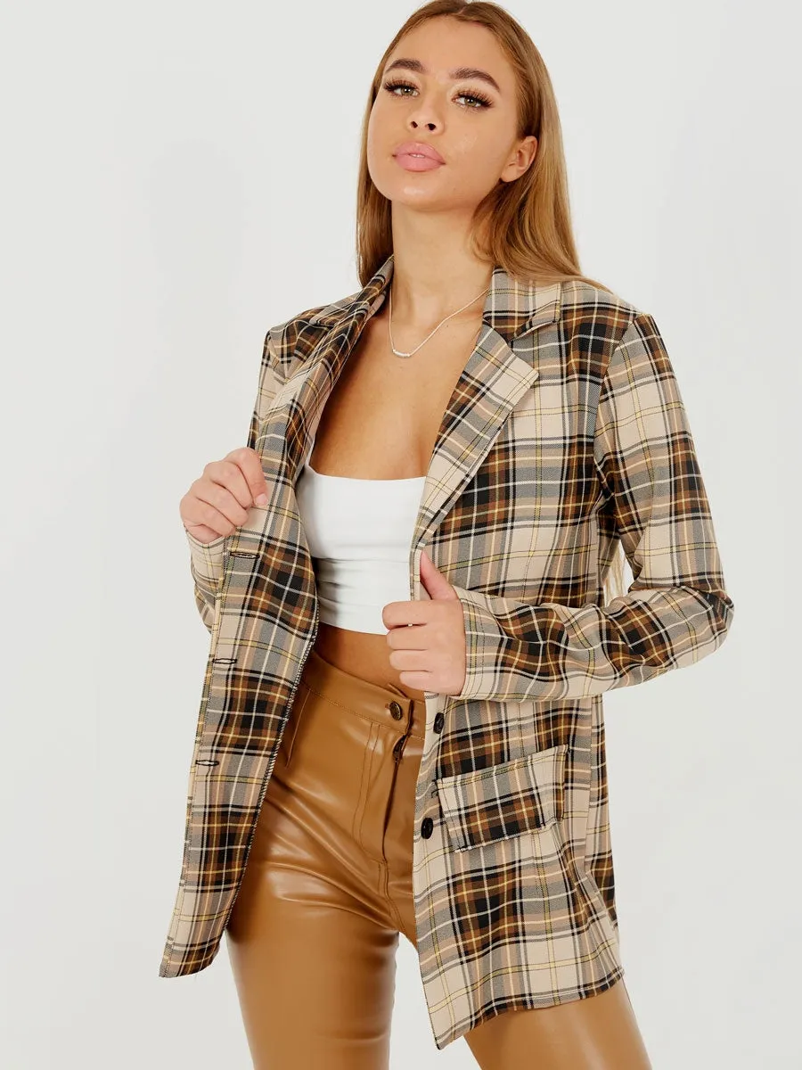 Longline Checked Blazer