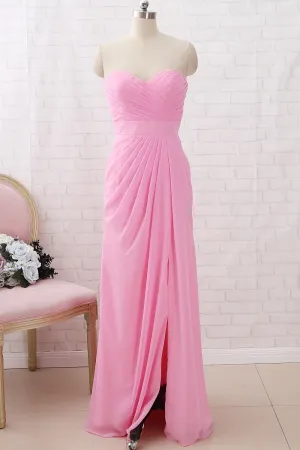 MACloth Strapless Sweetheart Chiffon Maxi Bridesmaid Dress Formal Evening Gown