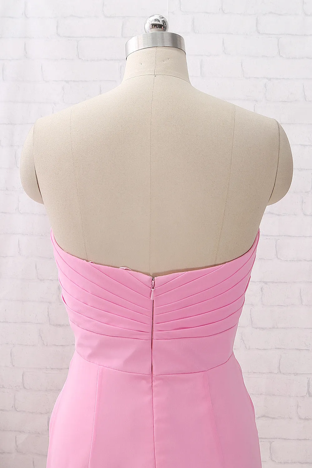 MACloth Strapless Sweetheart Chiffon Maxi Bridesmaid Dress Formal Evening Gown