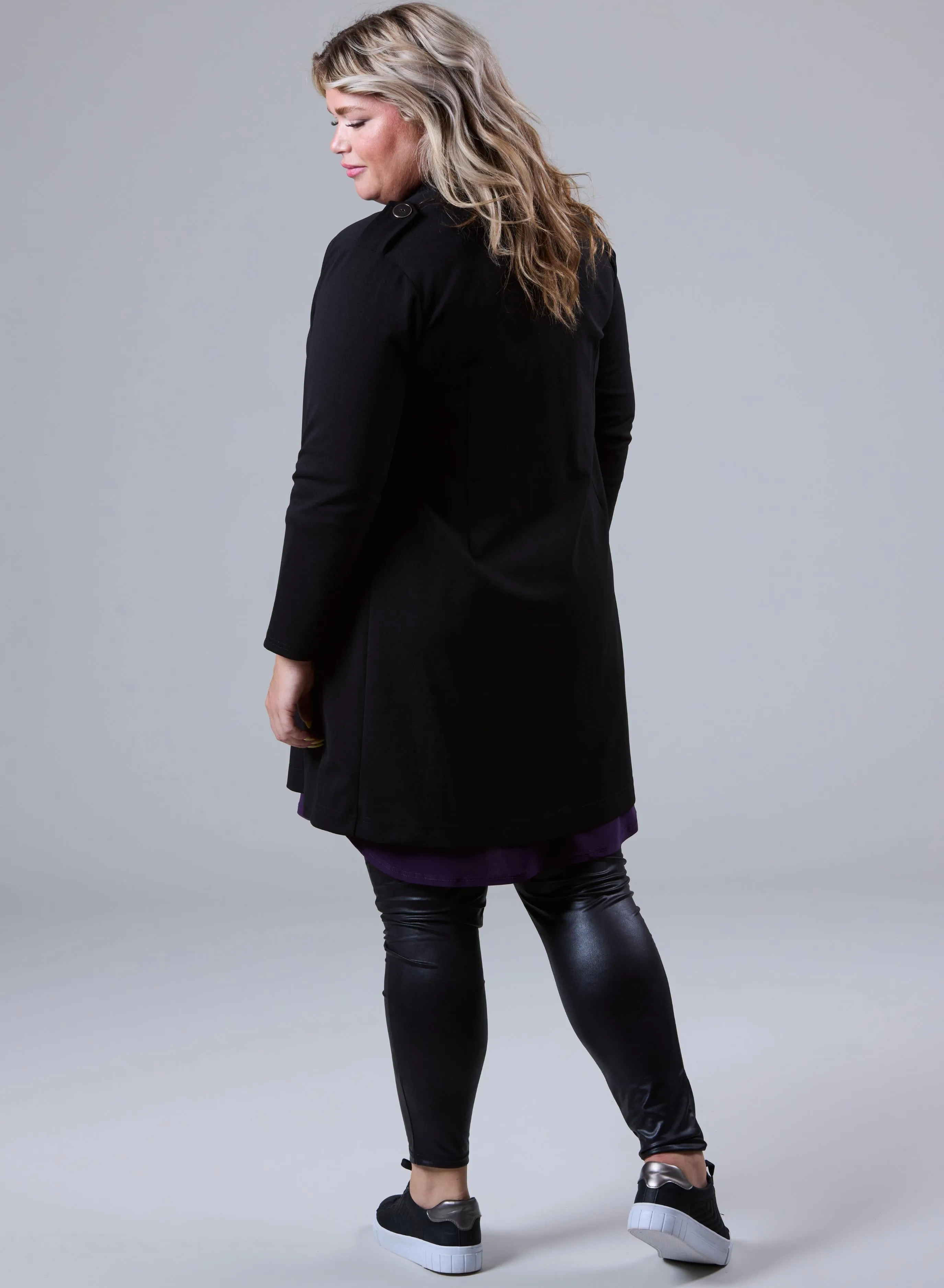 Magna Open Blazer With Button Details Black