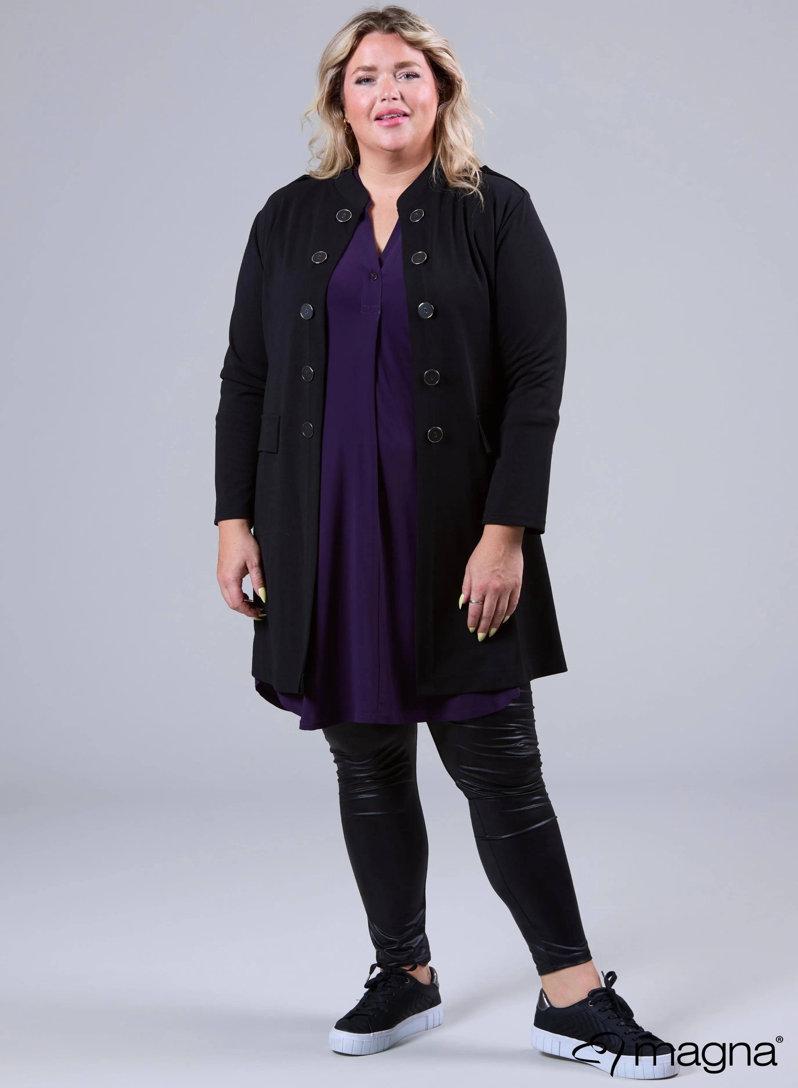 Magna Open Blazer With Button Details Black