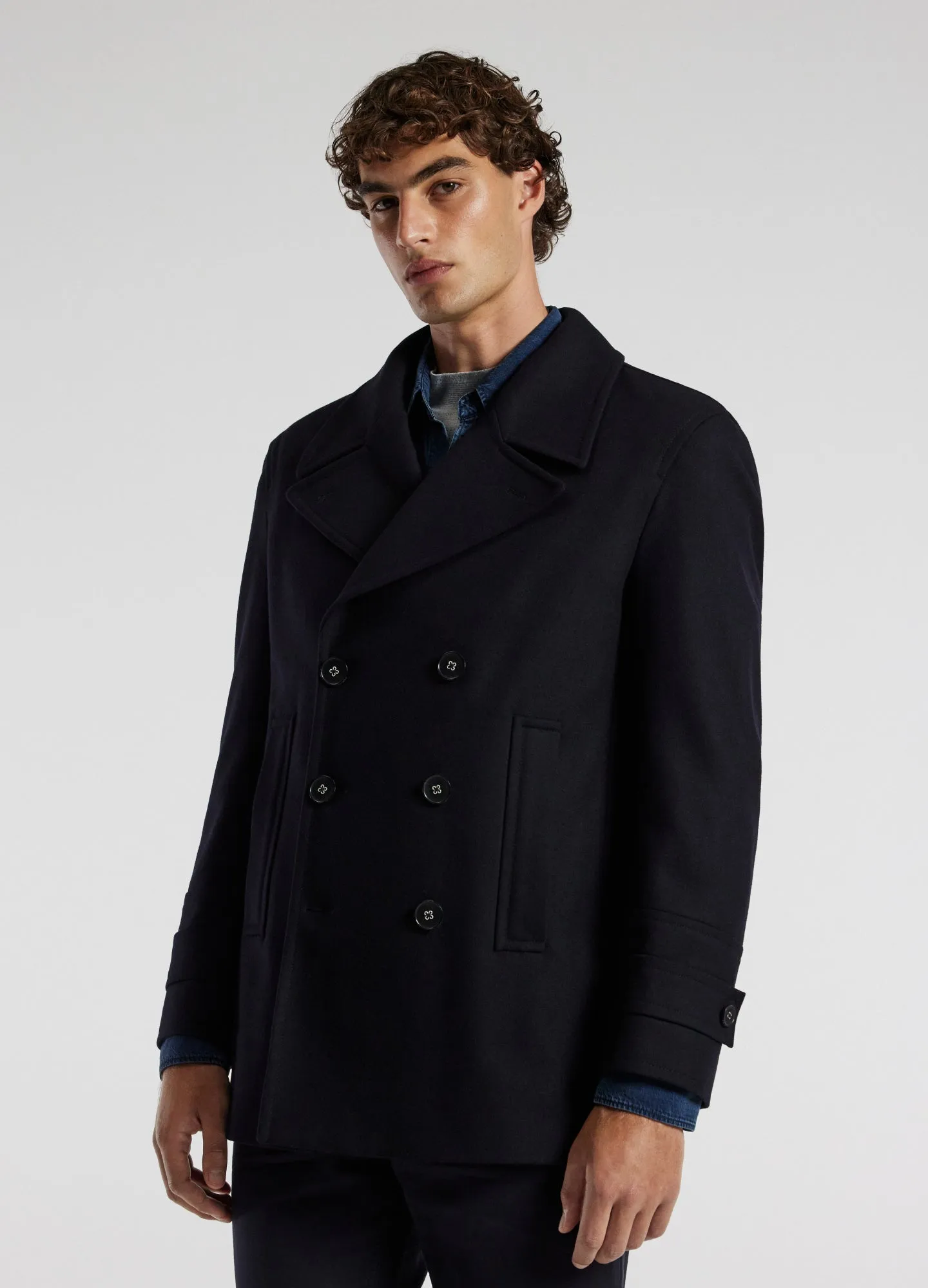 Melton Pea Coat Navy