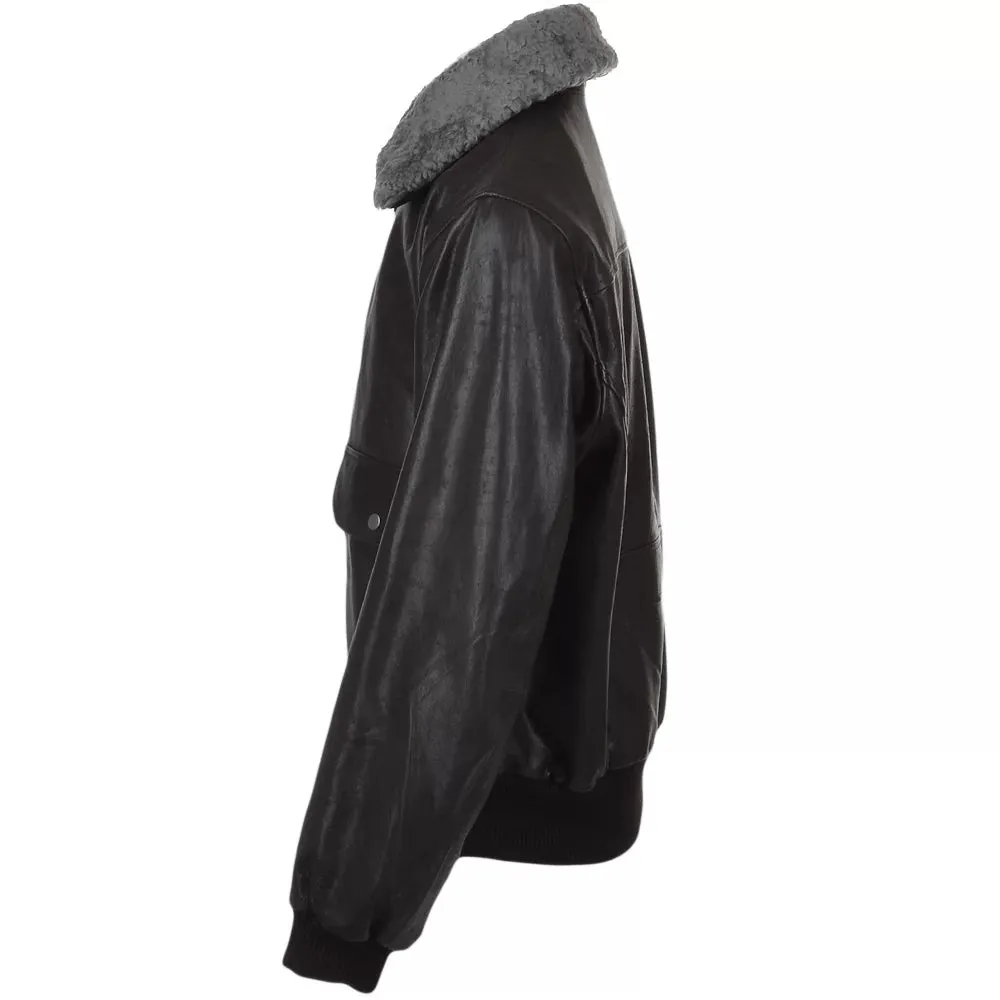 Men Flying Aviator Shearling Leather Jacket