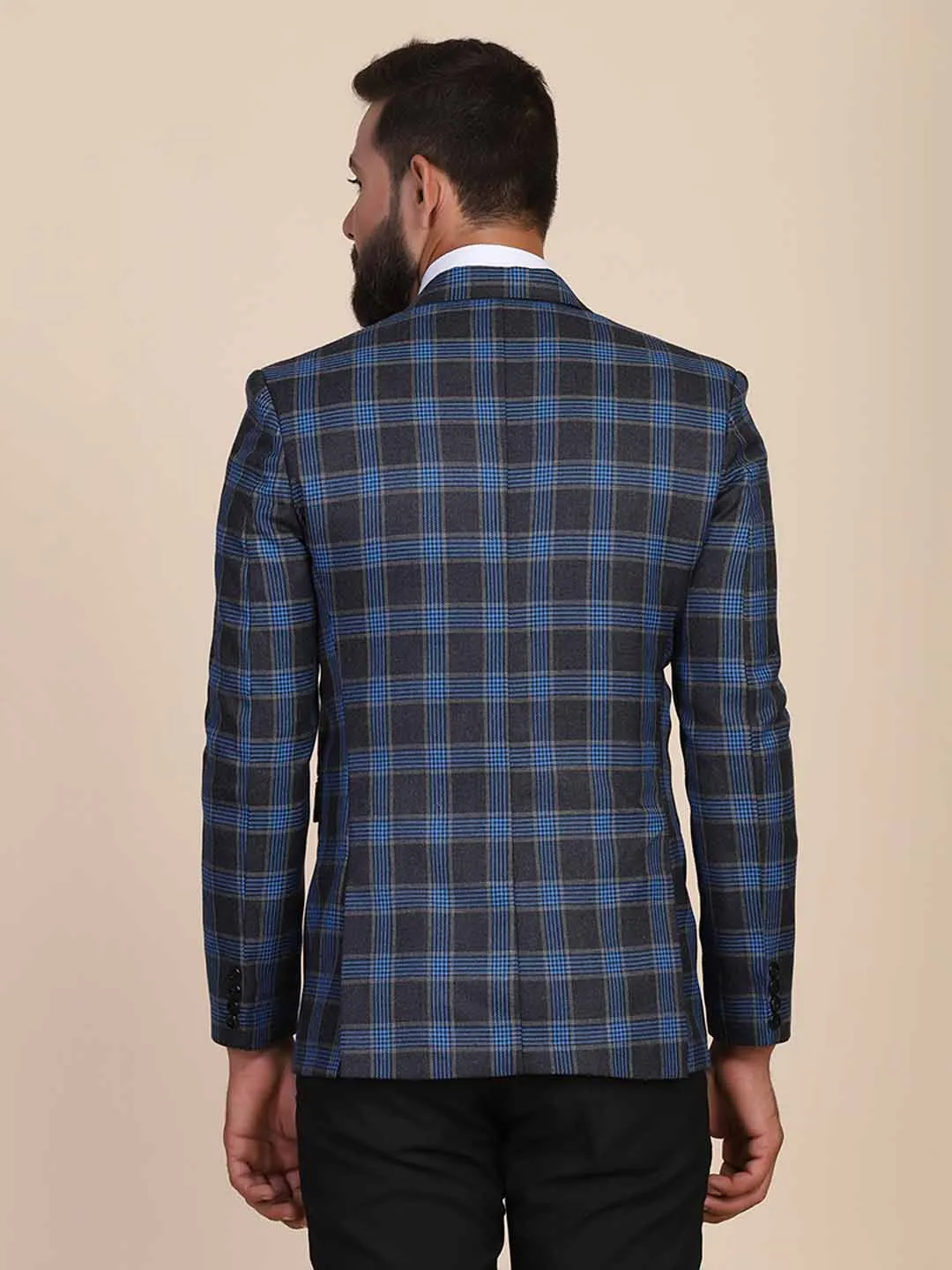 Men Tweed Check Blazer
