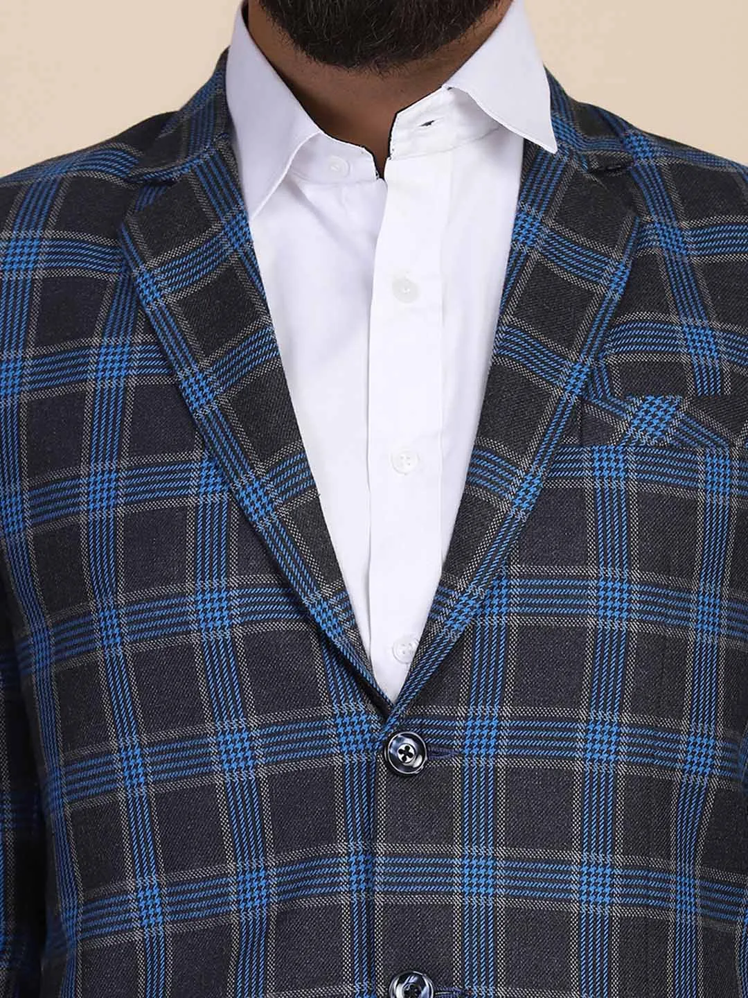 Men Tweed Check Blazer
