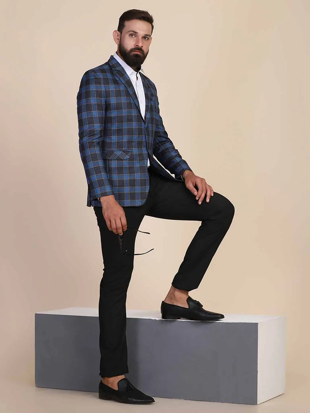 Men Tweed Check Blazer