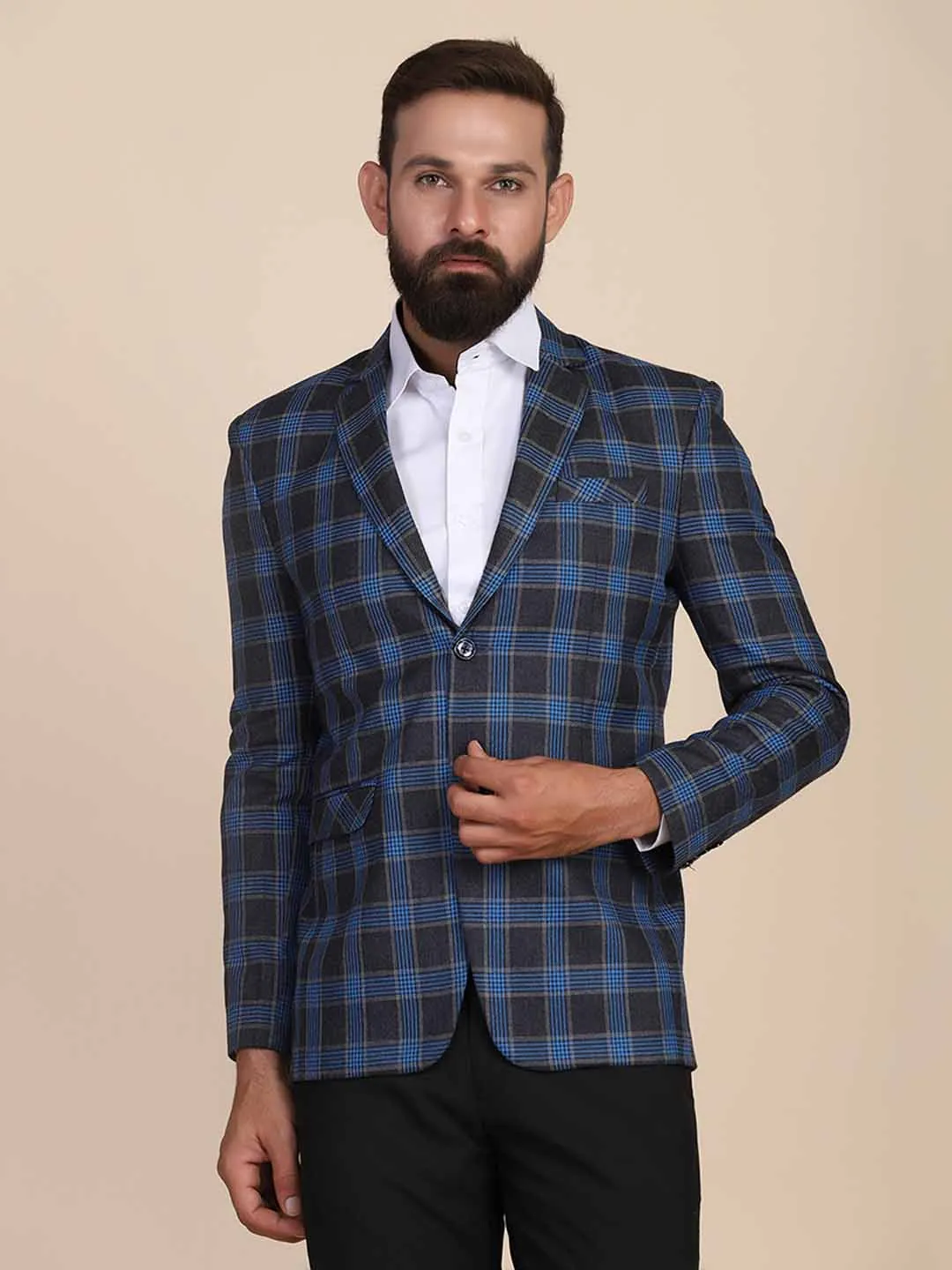 Men Tweed Check Blazer