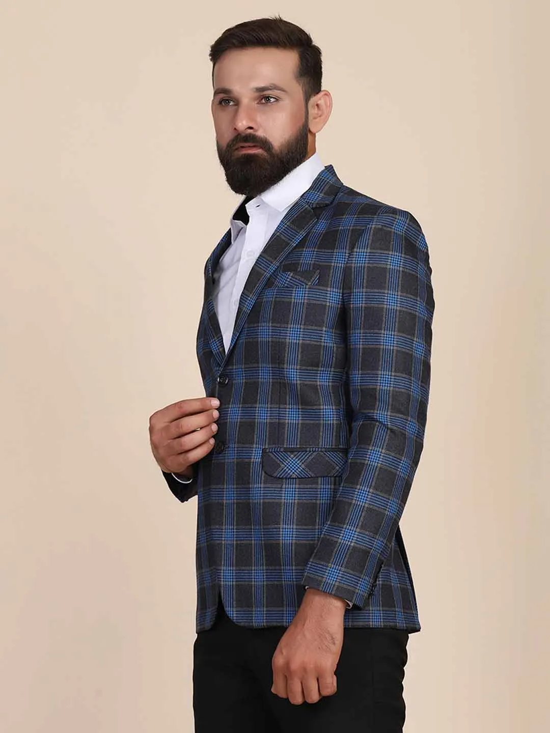 Men Tweed Check Blazer