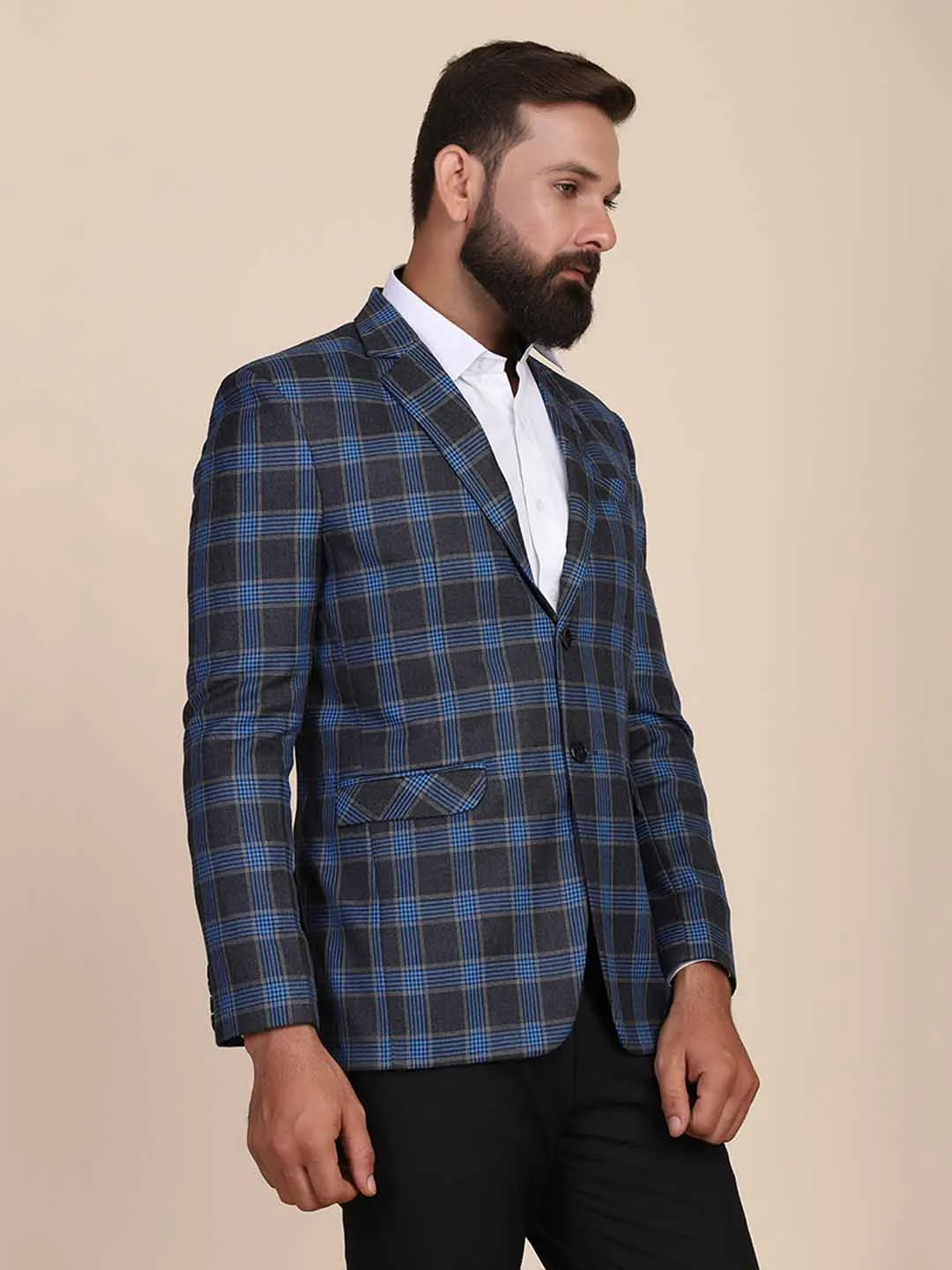 Men Tweed Check Blazer