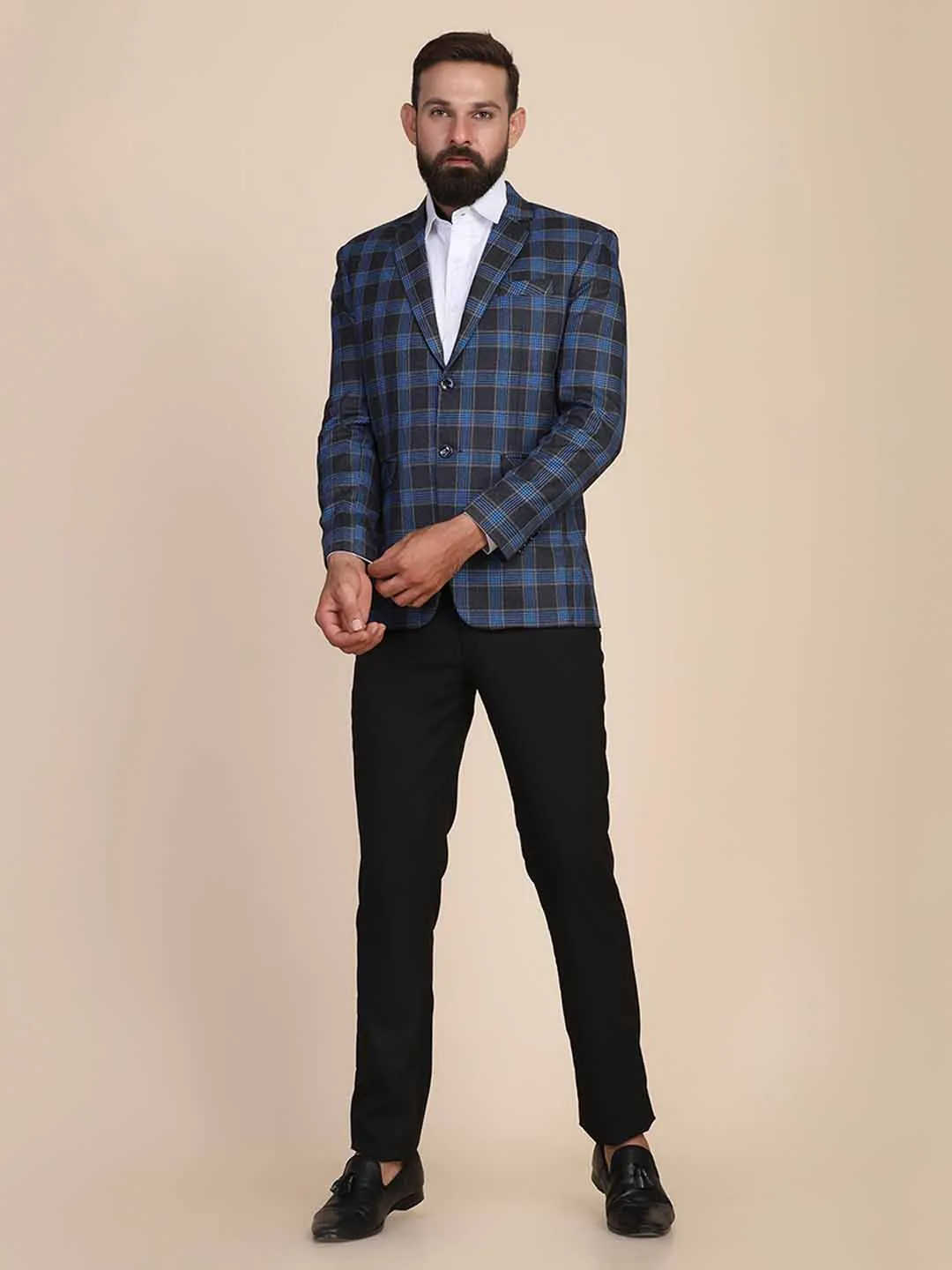 Men Tweed Check Blazer
