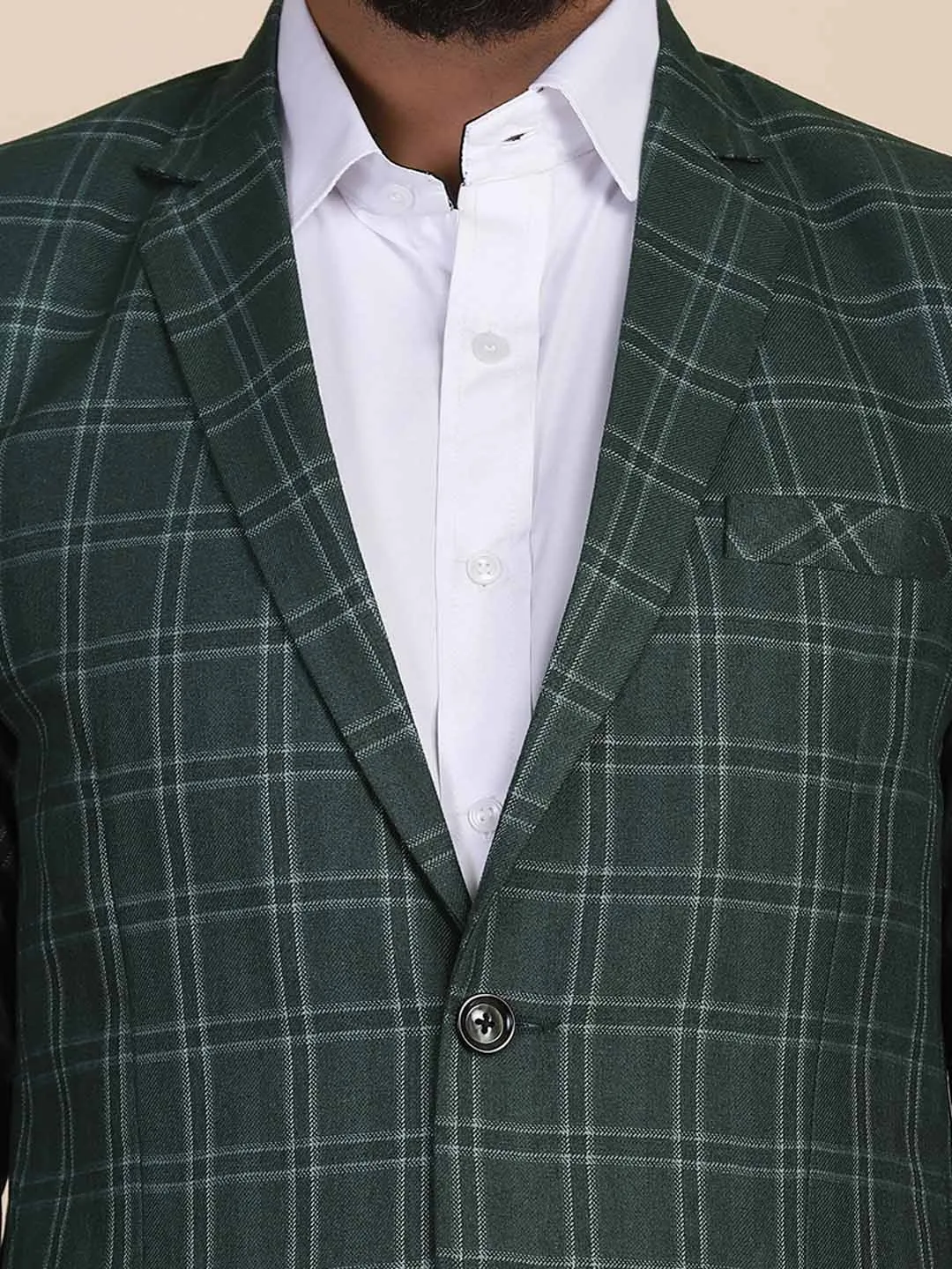 Men Tweed Green Check Blazer