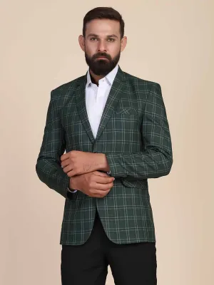 Men Tweed Green Check Blazer