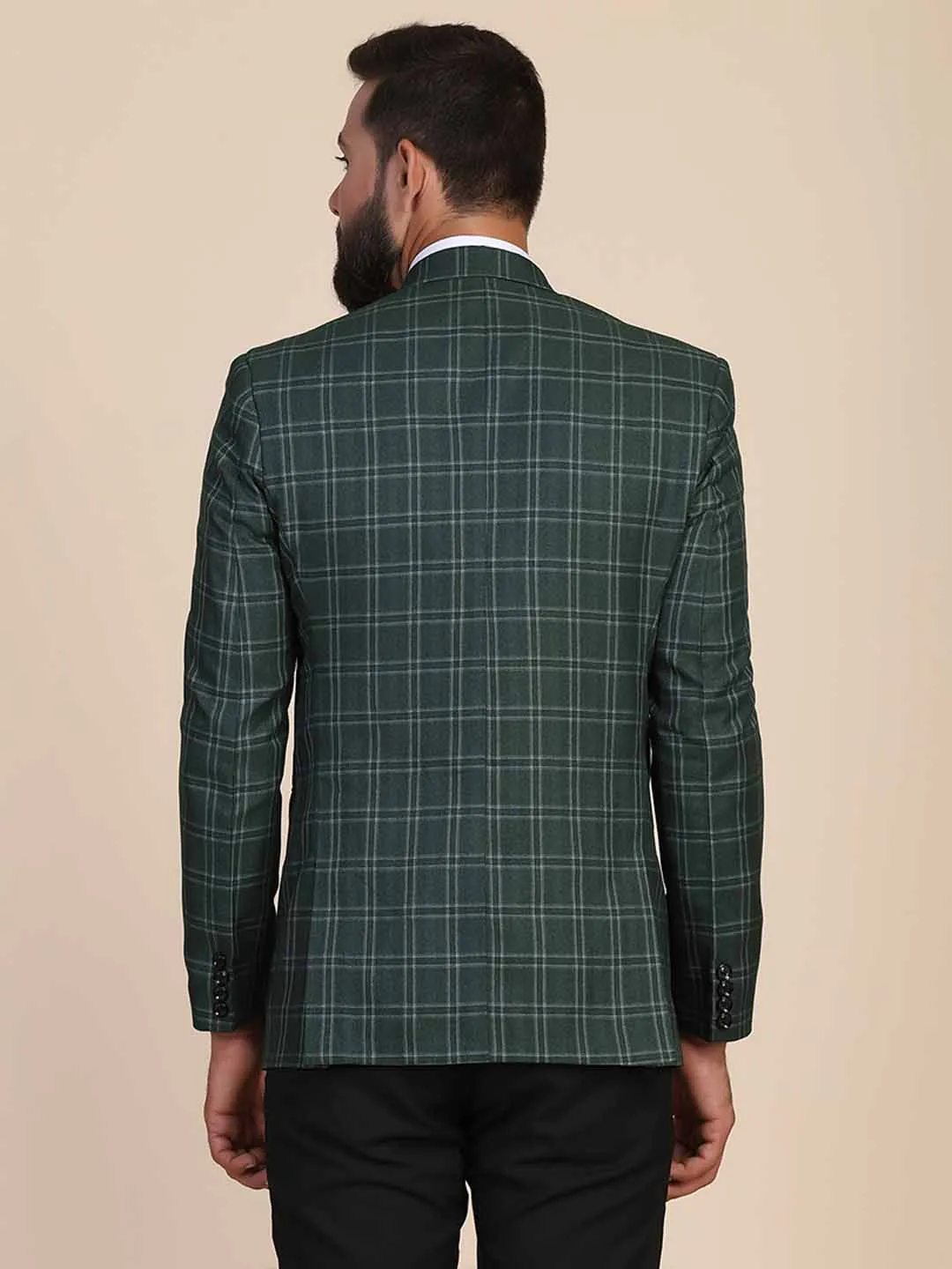 Men Tweed Green Check Blazer