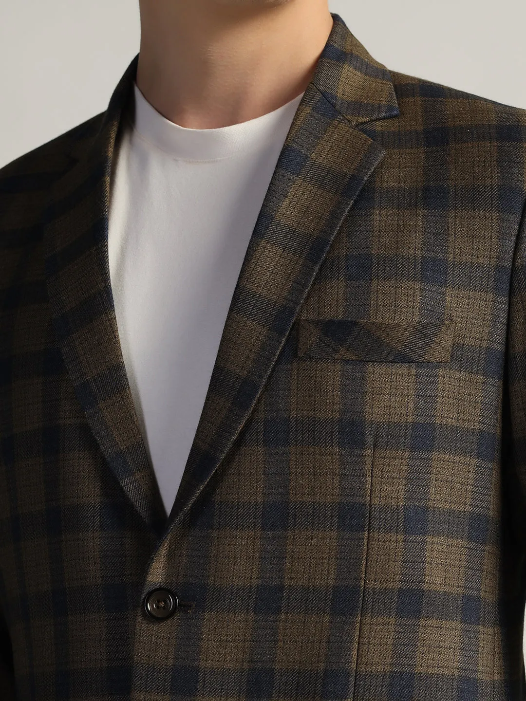 Men's Brown Checked Tweed Blazer