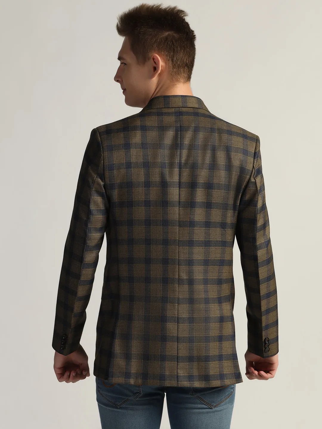 Men's Brown Checked Tweed Blazer