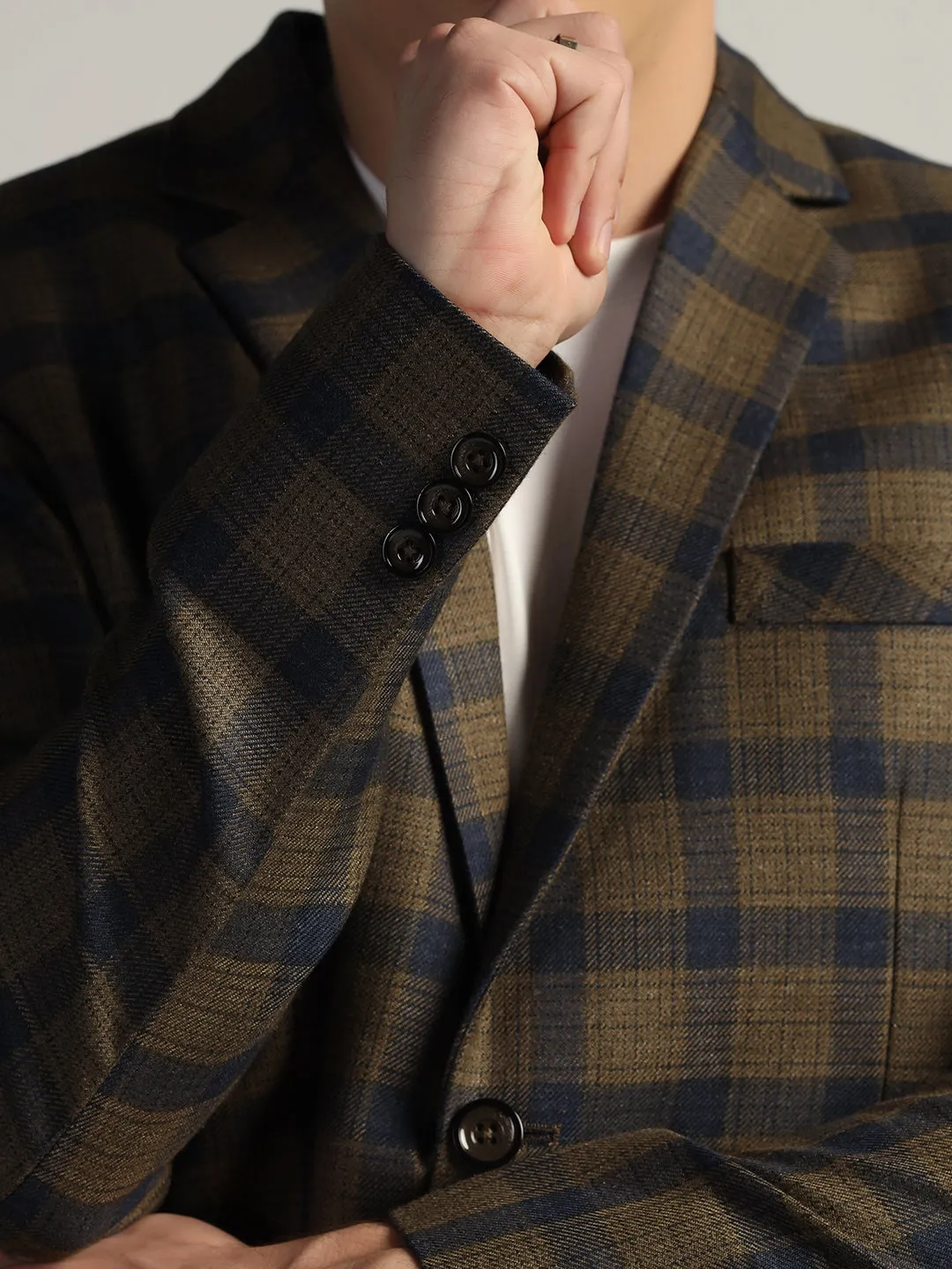 Men's Brown Checked Tweed Blazer