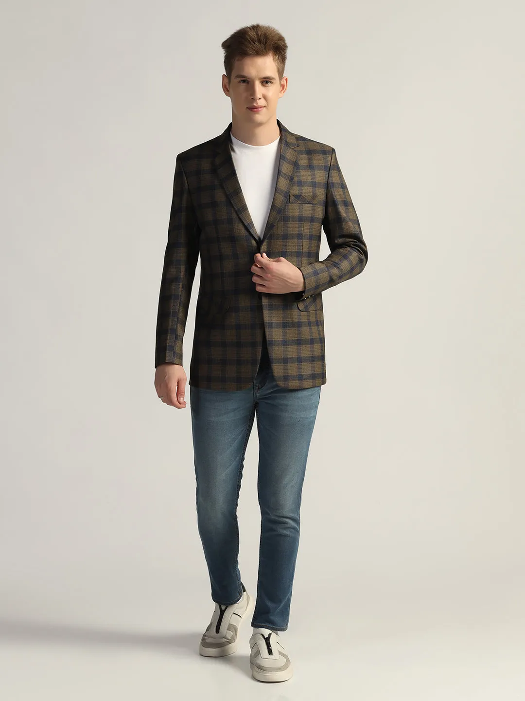 Men's Brown Checked Tweed Blazer