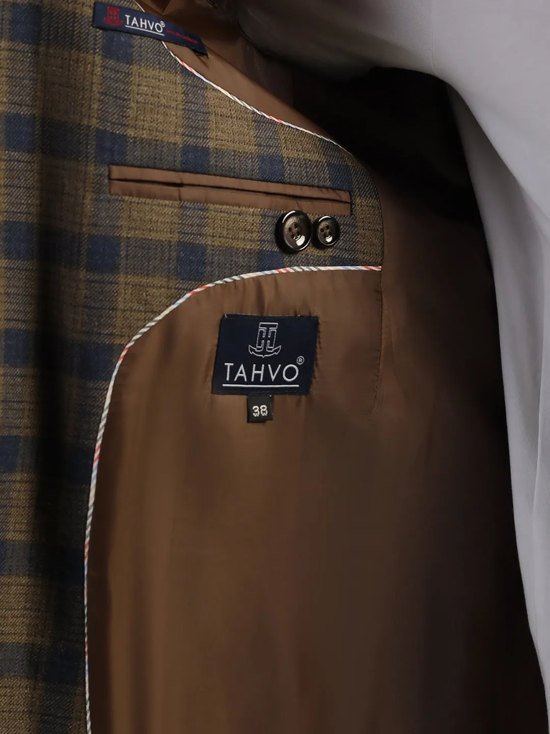 Men's Brown Checked Tweed Blazer