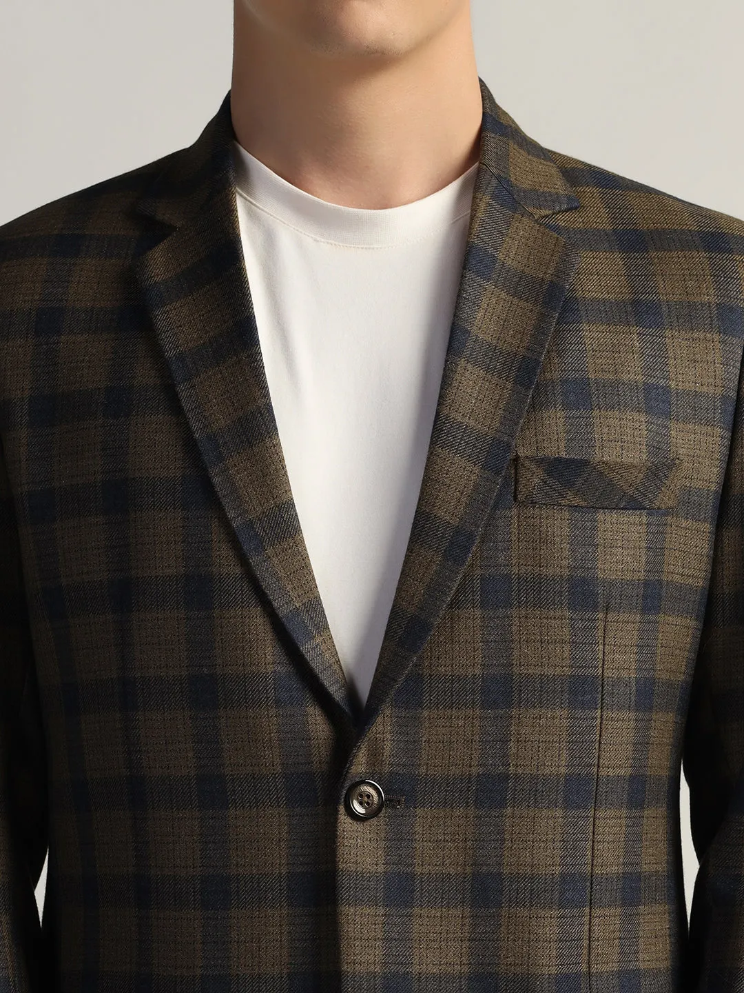 Men's Brown Checked Tweed Blazer