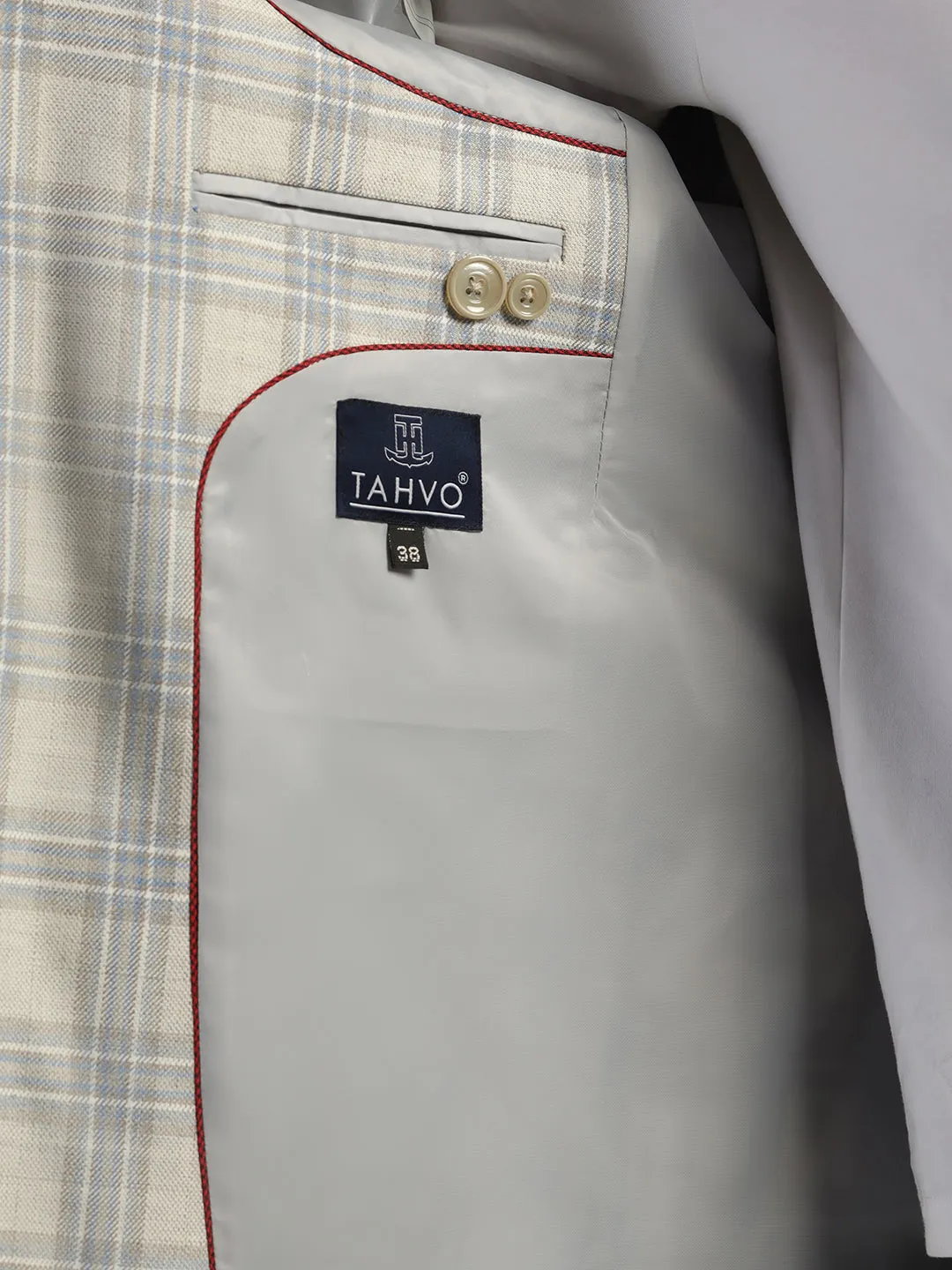 Mens Light Grey Checked Tweed Blazer
