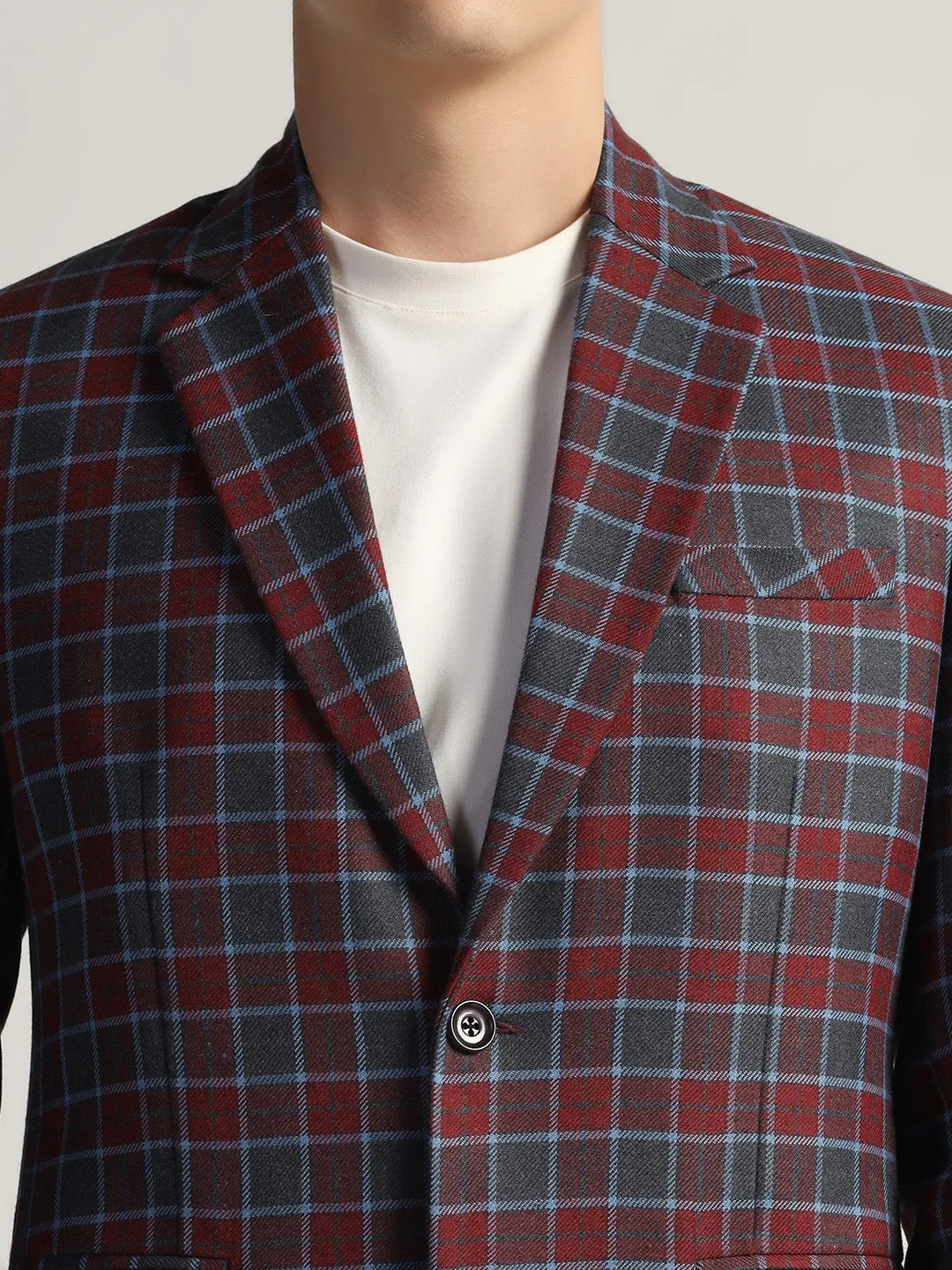 Men's Red Checked Tweed Blazer