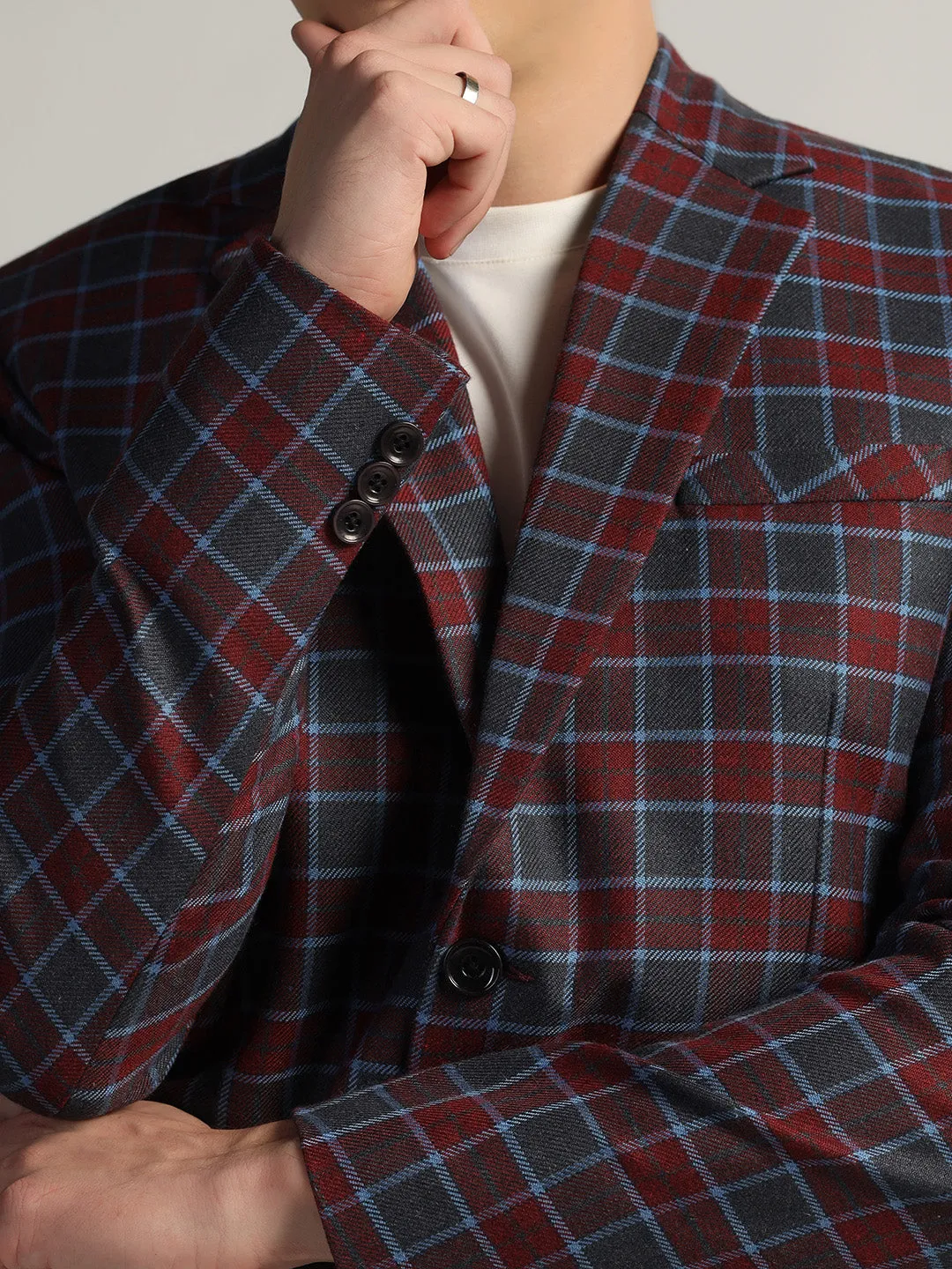 Men's Red Checked Tweed Blazer