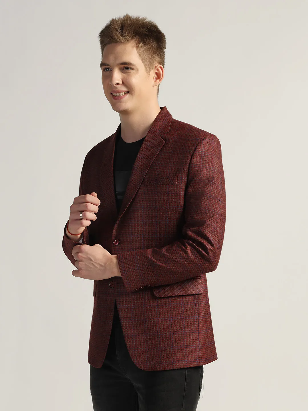 Men's Red Checked Tweed Blazer