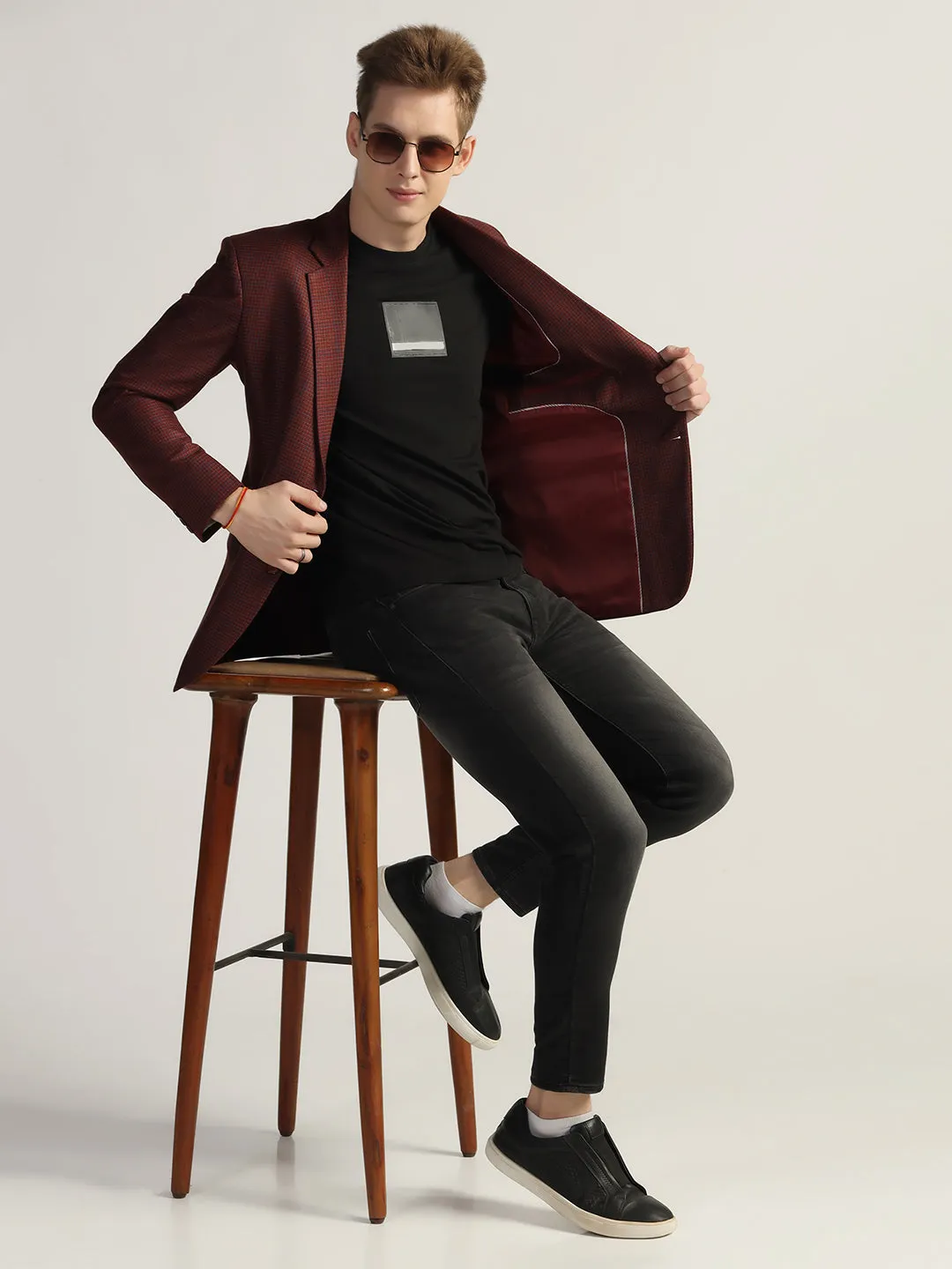 Men's Red Checked Tweed Blazer