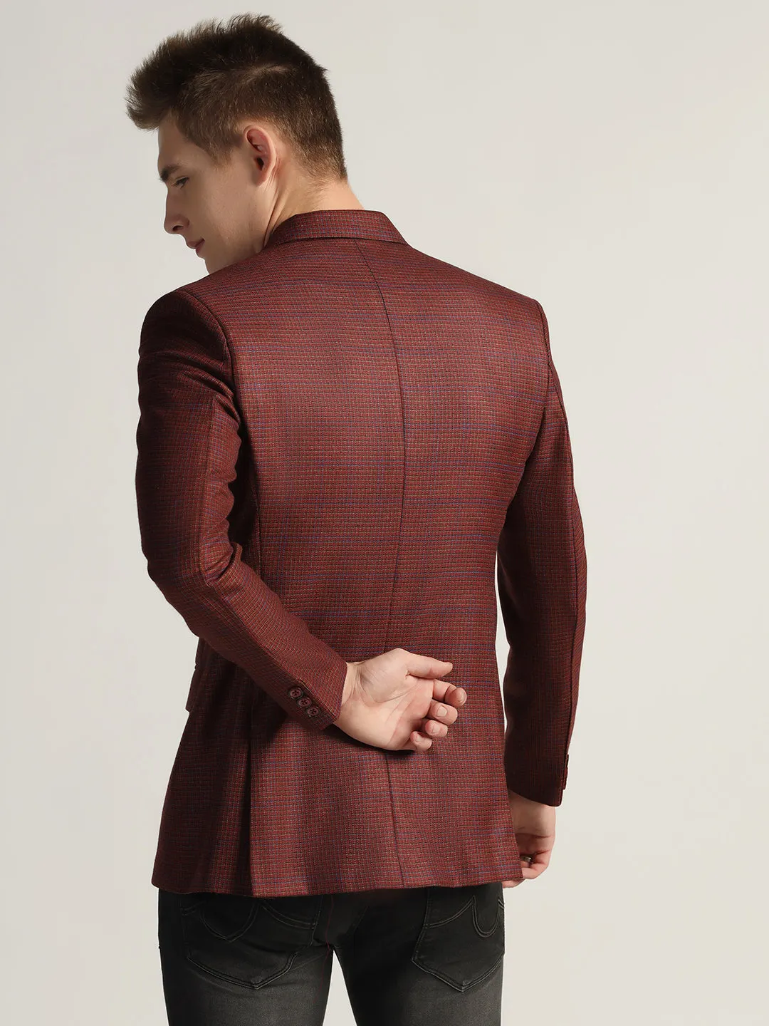 Men's Red Checked Tweed Blazer