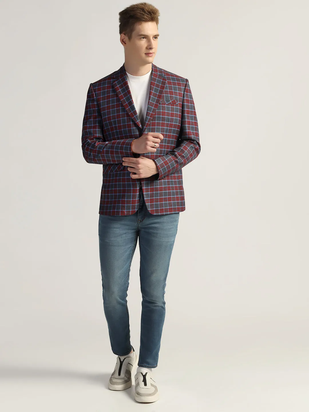 Men's Red Checked Tweed Blazer