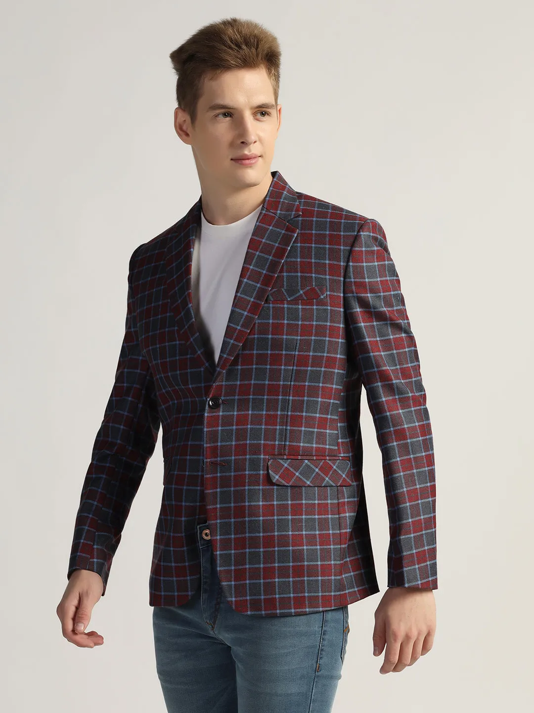 Men's Red Checked Tweed Blazer