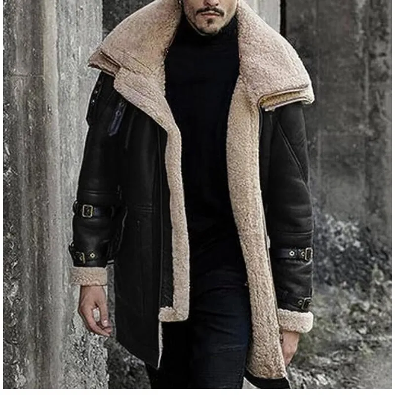 Men's Shearling Leather Coat Faux