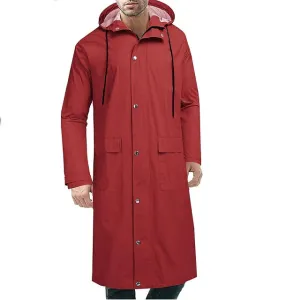 Men's Waterproof Lightweight Active Long Raincoat with Hood